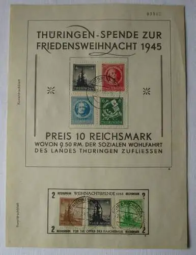 111911 Kunstdruckblatt Thüringen Friedensweihnacht und Weihnachtsspende 1945