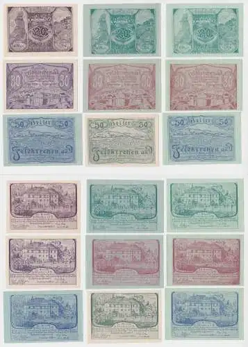 9 Banknoten 20 bis 50 Heller Notgeld Gemeinde Feldkirchen (144594)