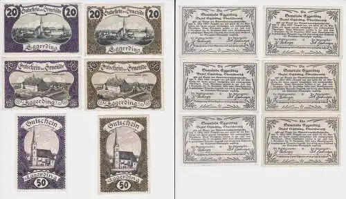 6 Banknoten 20 bis 50 Heller Notgeld Gemeinde Eggerding (140256)