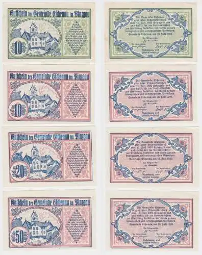 4 Banknoten 10 bis 50 Heller Notgeld Gemeinde Eschenau im Pinzgau (145186)