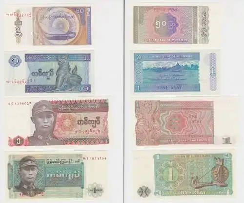 4 Banknote Union of Burma Bank und Central Bank Myanmar kassenfrisch (134424)