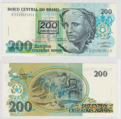 200 Cruzeiros on 200 Cruzados Novos Banknote Brasilien 225 Pick 225 (124005)