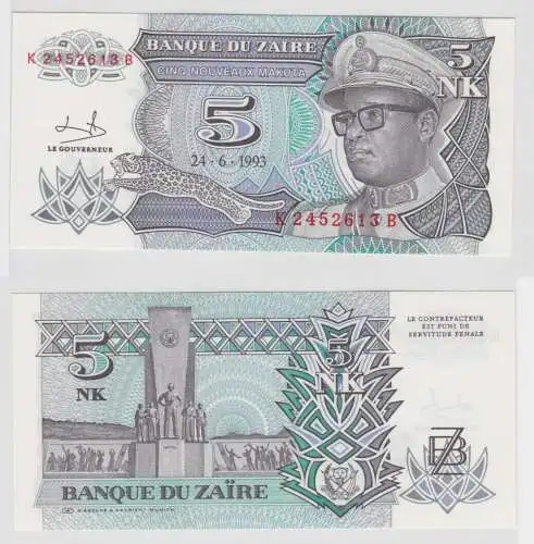 1 Nouveaux Makuta Banknote Zaire Zaïre 24.6.1993 bankfrisch UNC (126708)