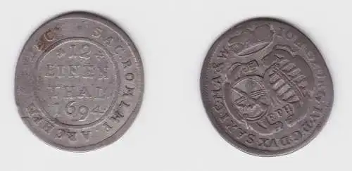 1/12 Taler Silber Münze Sachsen EPH 1694 f.ss (154639)