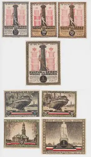 4 Banknoten Notgeld Kultur- und Sportwoche Hamburg 1921 (154020)