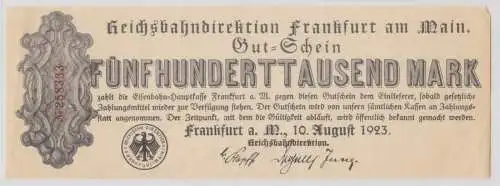 500000 Mark Banknote Reichsbahndirektion Frankfurt a.M. 10. Aug. 1923 (154279)