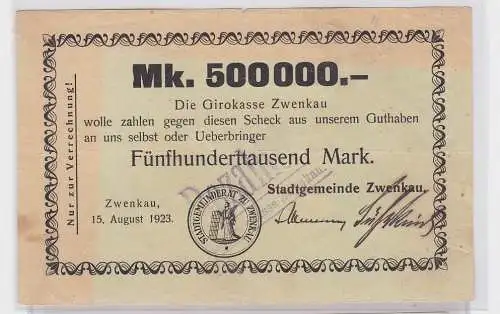 500000 Mark Banknote Stadtgemeinde Zwenkau 15.08.1923 (118850)