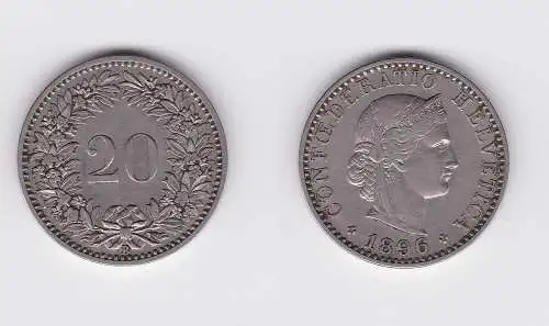 20 Rappen Kupfer Nickel Münze Schweiz 1896 B (117993)