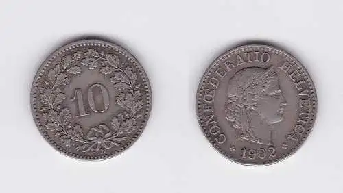 10 Rappen Kupfer Nickel Münze Schweiz 1902 B (118043)