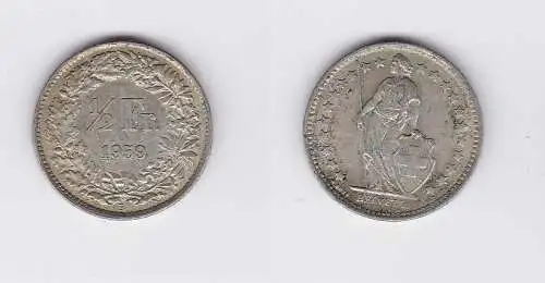 1/2 Franken Silber Münze Schweiz 1959 B (118604)