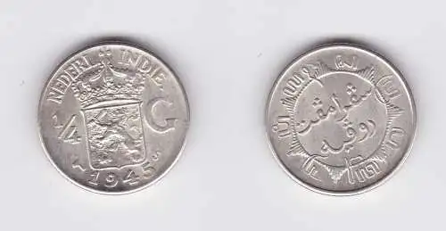 1/4 Gulden Silber Münze Niederlande 1945 (119493)