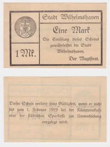 1 Mark Banknote Notgeld Stadt Wilhelmshaven 1.2.1919 (130626)