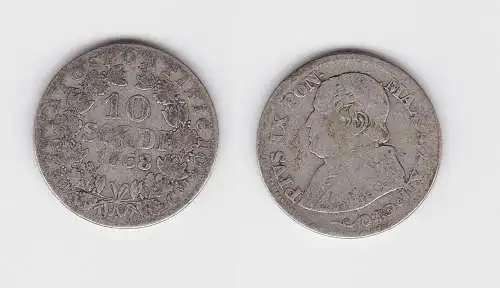 10 Soldi Silber Münze Vatikan 1868 (134472)