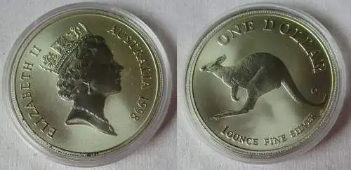 1 Dollar Silber Münze Australien Känguru 1998 1 Unze Silber Stgl. (134090)