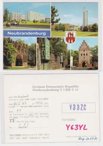 03985 QSL Karte Amateur Funker DDR Neubrandenburg 1983