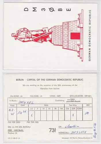 45442 QSL Karte Amateur Funker DDR Berlin Ehrenmal Treptow 1975