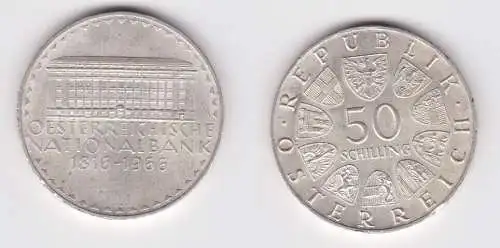 50 Schilling Silber Münze Österreich Nationalbank 1816-1966 (108898)