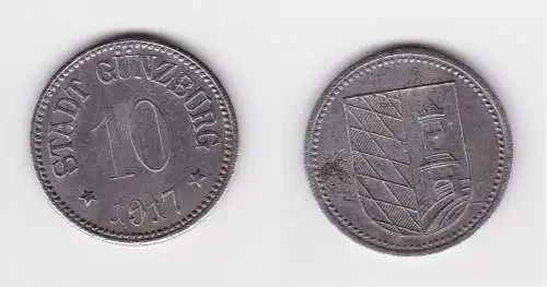 Eisen Münze Notgeld 10 Pfennig Stadt Günzburg 1917 (140540)