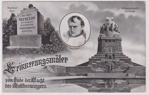 91094 Ak Leipzig Erinnerungsmäler vom Ende der Macht des Weltbezwingers 1914