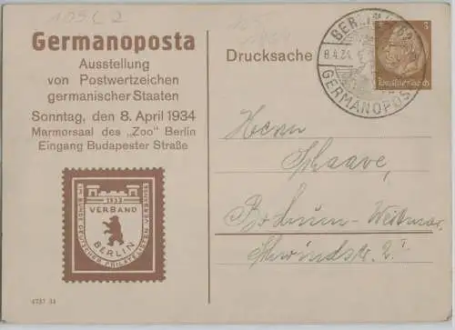 95266 Privat Ganzsache PP 122/C3/02 Germanoposta Ausstellung Berlin 1934