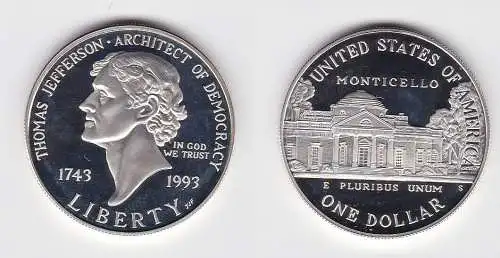 1 Dollar Silber Münze  USA 1993 Thomas Jefferson (131366)