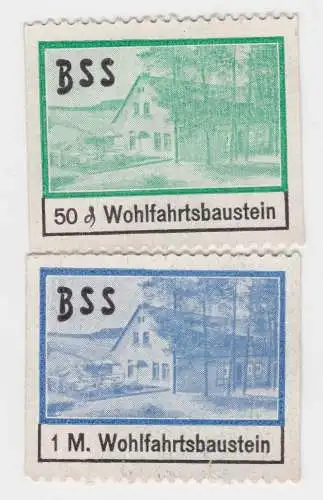 2 seltene Wohlfahrtsbaustein Marken des BSS um 1930 (82431)