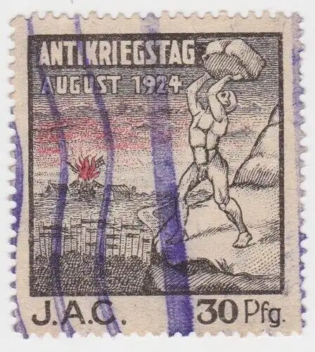 Seltene kommunistische 30 Pfennig Spenden Marke Antikriegstag JAC 1924 (71043)