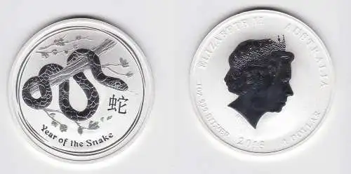 1 Dollar Silber Münze Australien Jahr d. Schlange 2013 Lunar 1Oz Silber (131454)