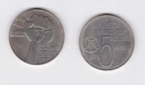 DDR Gedenk Münze 5 Mark Anti Apartheid Jahr 1978 Stempelglanz (128648)