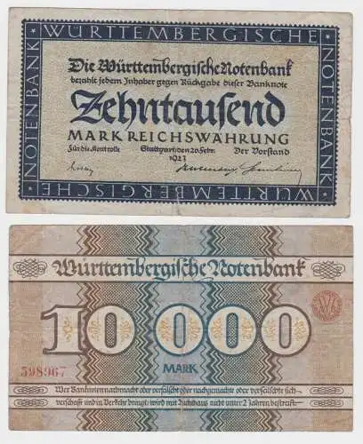 10000 Mark Banknote Württembergische Notenbank 20.02.1923 (134158)