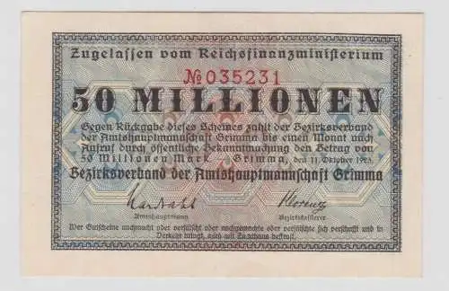 50 Millionen Mark Banknote Amtshauptmannschaft Grimma 11.10.1923 (137933)