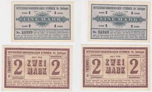 1 & 2 Mark Banknoten Offiziersgefangenenlager Ströhen Kreis Sulingen (130389)