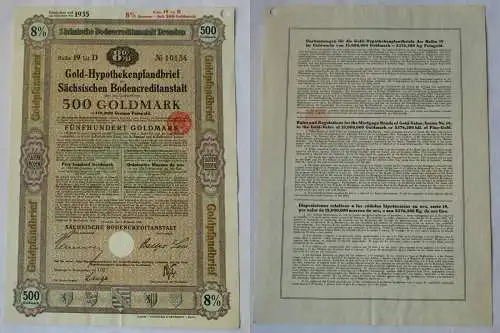 500 Goldmark Pfandbrief Sächsische Bodencreditanstalt Dresden 1.11.1928 (133677)