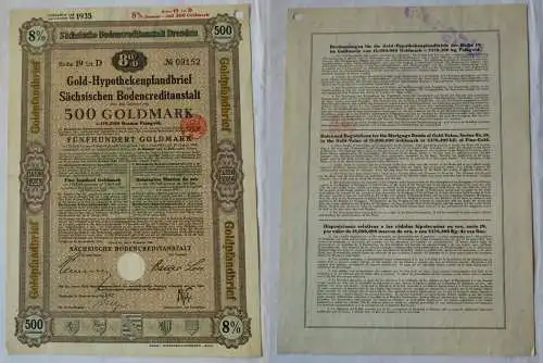 500 Goldmark Pfandbrief Sächsische Bodencreditanstalt Dresden 1.11.1928 (130604)
