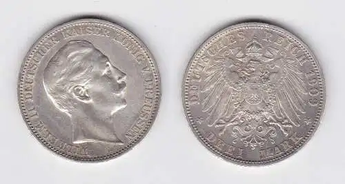 3 Mark Silbermünze Preussen Kaiser Wilhelm II 1909 A Jäger 103 ss (150103)