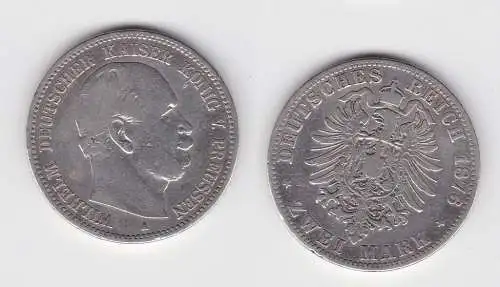 2 Mark Silbermünze Preussen Kaiser Wilhelm I. 1876 A Jäger 96 f.ss (144199)