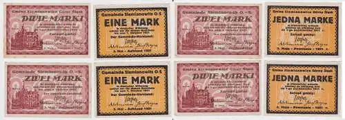 2x 1 & 2x 2 Mark Banknoten Notgeld Siemianowitz (Polnisch Oberschlesien)(132516)