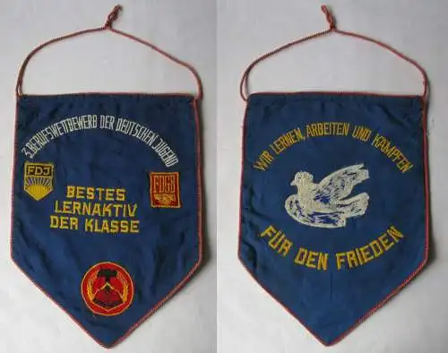 DDR Wimpel 3. Berufswettbewerb Bestes Lernaktiv der Klasse FDJ FDGB (141947)