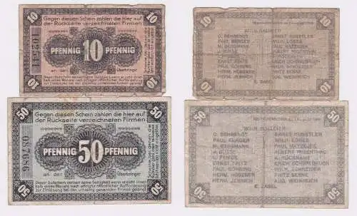 10 und 50 Pfennig Banknoten Notgeld Neuhaldensleben 1919 (120761)
