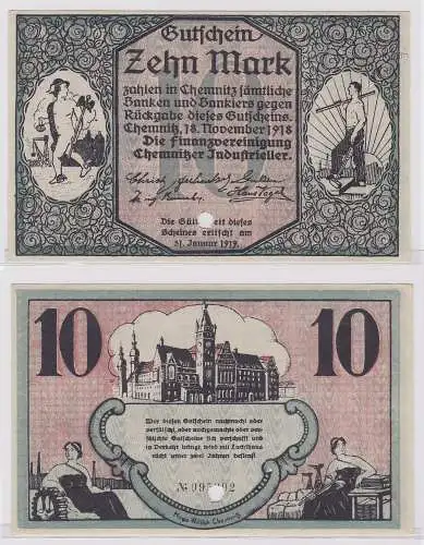 10 Mark Banknote Finanzvereinigung Chemnitzer Industrieller 18.11.1918 (121529)