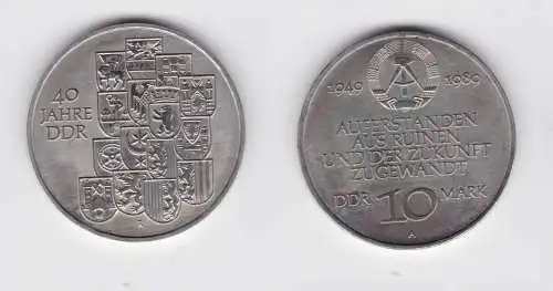 DDR Gedenk Münze 10 Mark 40.Jahrestag der DDR 1989 fast Stempelglanz (136791)