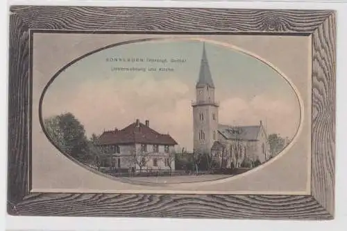 98339 Ak Sonneborn (Herzogt. Gotha) Lehrerwohnuing und Kirche 1918