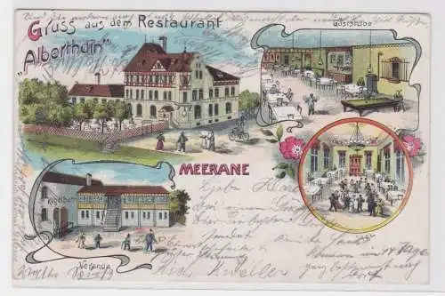 66818 Ak Lithographie Gruss aus dem Restaurant "Alberthain" Meerane 1904