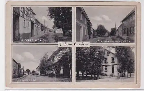 90356 Mehrbild Ak Gruß aus Krautheim Kirchstrasse usw. 1943
