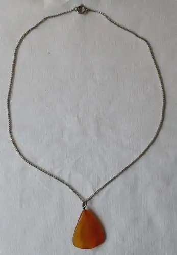 elegante Kette mit großem Bernstein Anhänger (154853)