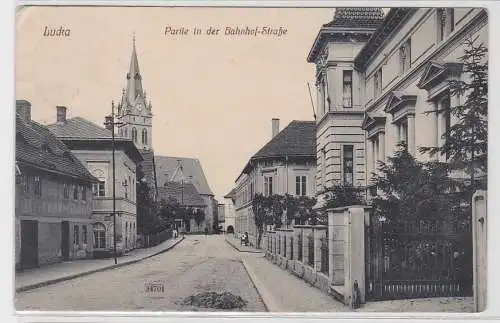 83277 Ak Lucka Partie in der Bahnhof Strasse 1911