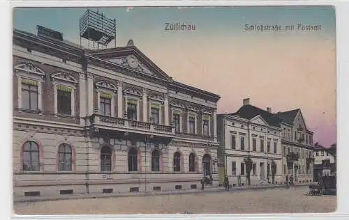 80069 Ak Züllichau Sulechów Schloßstrasse mit Postamt um 1910