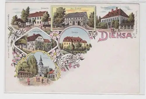78658 Ak Lithographie Gruß aus Diehsa Oberlausitz Brauerei, Gasthof usw. um 1900
