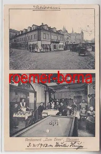 74589 Mehrbild Ak Meissen Restaurant "Zum Horn" 1913