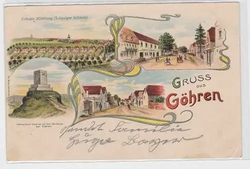 89528 Ak Lithographie Gruß aus Göhren Colonie Mühlberg usw. um 1900